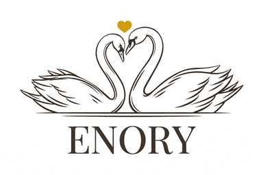 ENORY — deux cygnes et un cœur doré